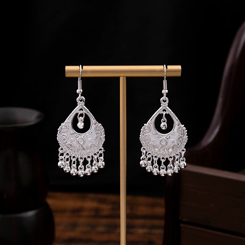 Imitation Sier Miao Minority Tourist Attractions Bohemian Exaggerated Long Leaves Earrings
