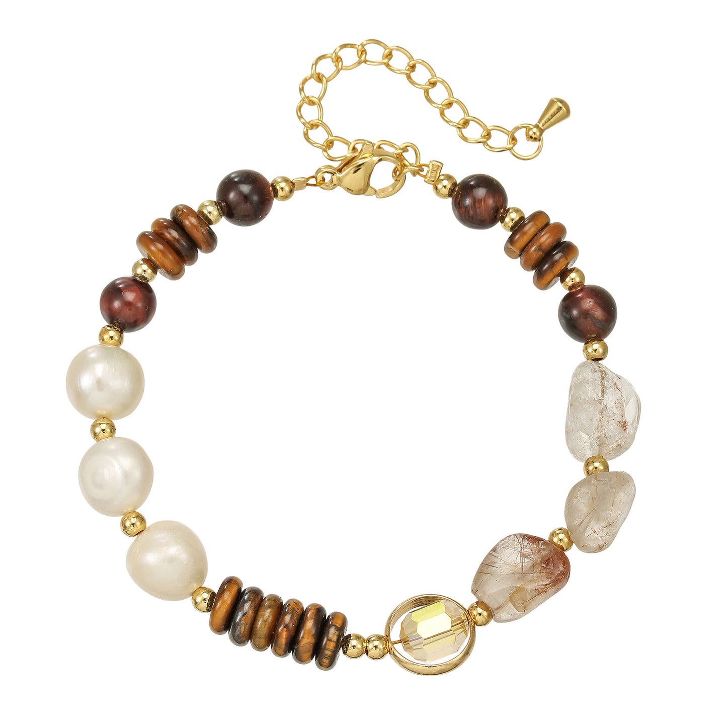 Style Tigereye Barite Freshwater Pearl Advanced Light Bracelet