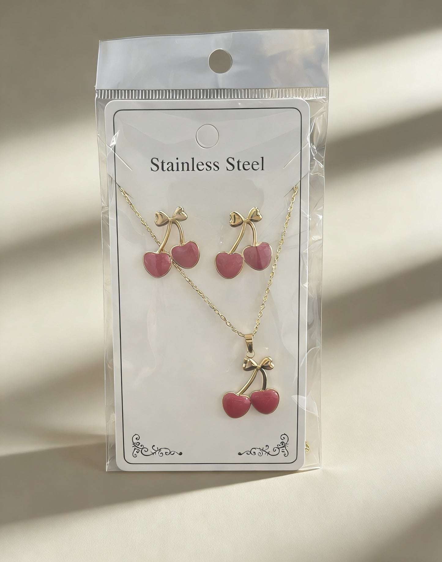 Flower Water Drops Glaze Personality Stainless Jewelry Set