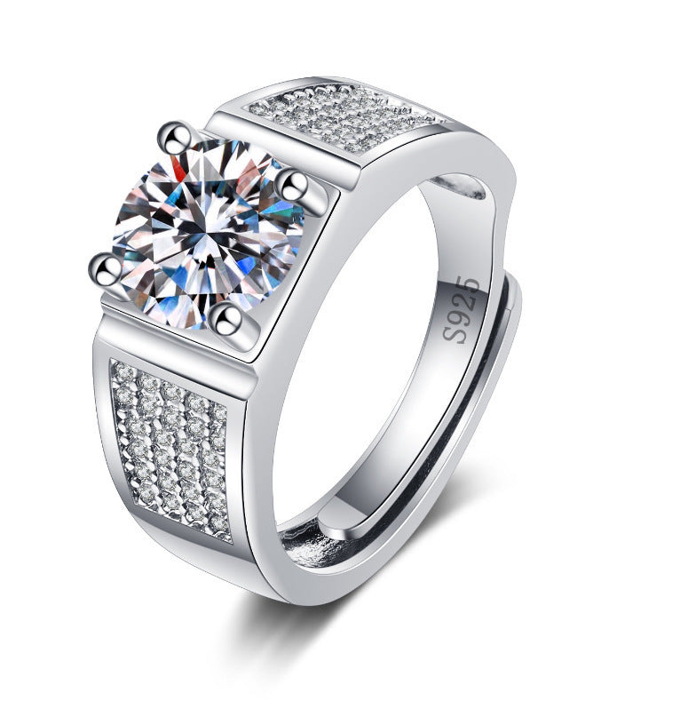 Men's Korean Style Elegant Accessories Full Diamond Fashion Open Rings