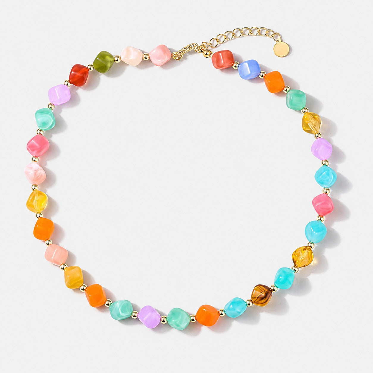 Resin Colorful Acrylic Jelly Clavicle Chain Bohemian Love Barrel Necklaces