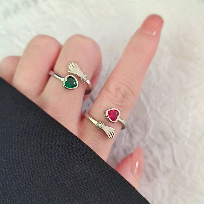Hug Female Love Opening Adjustable Warm Heart Ring