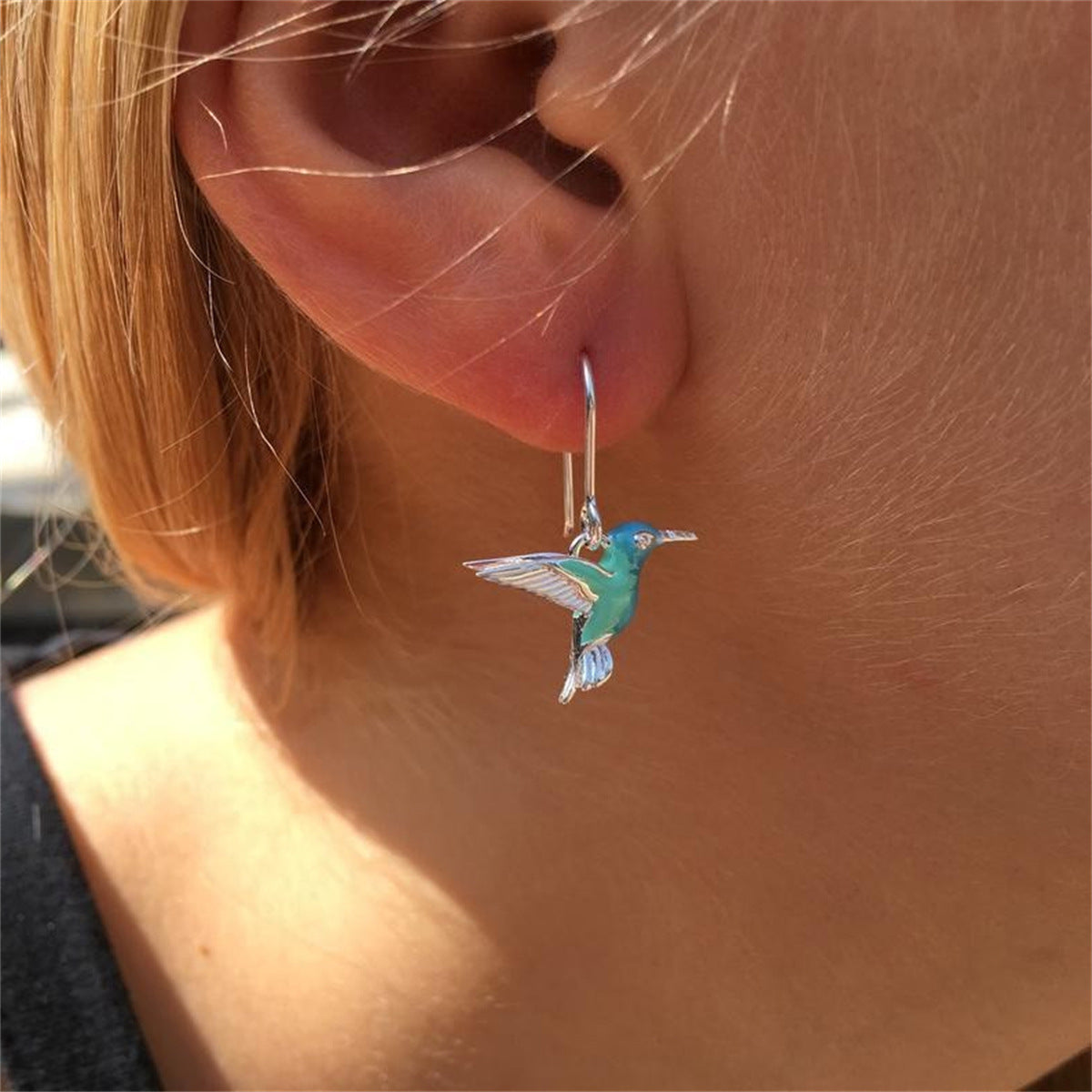Oil Dripping Hummingbird Bird Fashion Retro Characteristic Rings