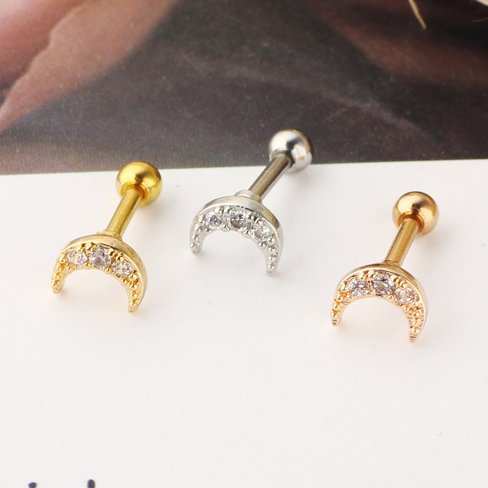 Women's Bone Screw Piercing Labret Lip Body Stud Earrings