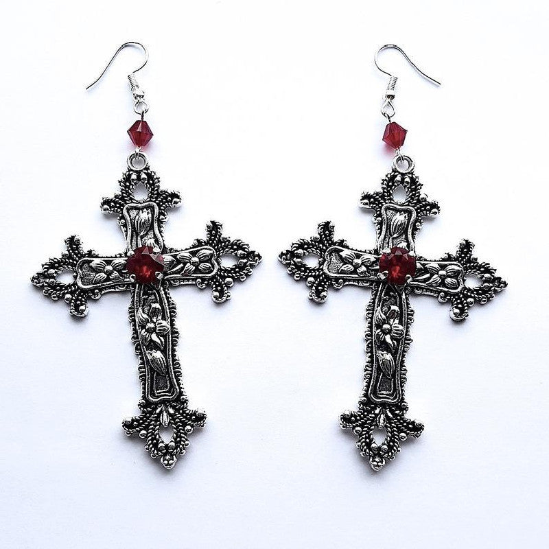 Cross Red Black Crystal Embellished Trendy Pendants