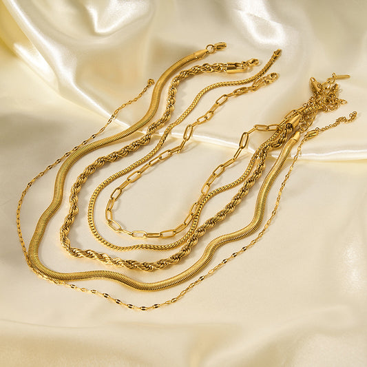 Gold Plating Chain Accessories Stainless Steel Snake Bones Necklaces