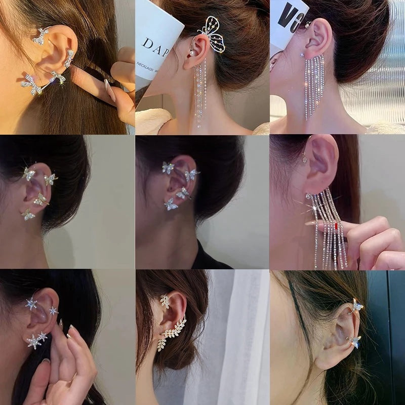 Sier Plated Ear Clips Without Piercing Rings