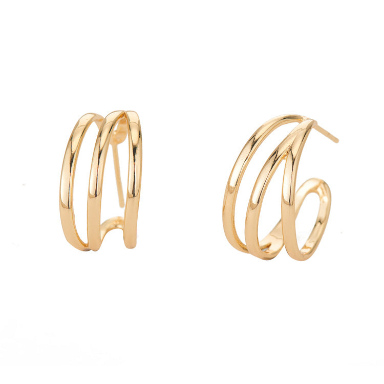Cool Classy Golden Geometric Personalized Simple Stud Earrings