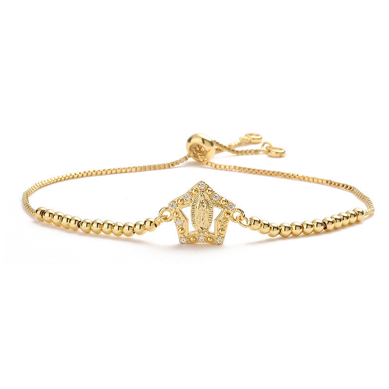 Zirconium Virgin Mary Adjustable Pull Niche Bracelets