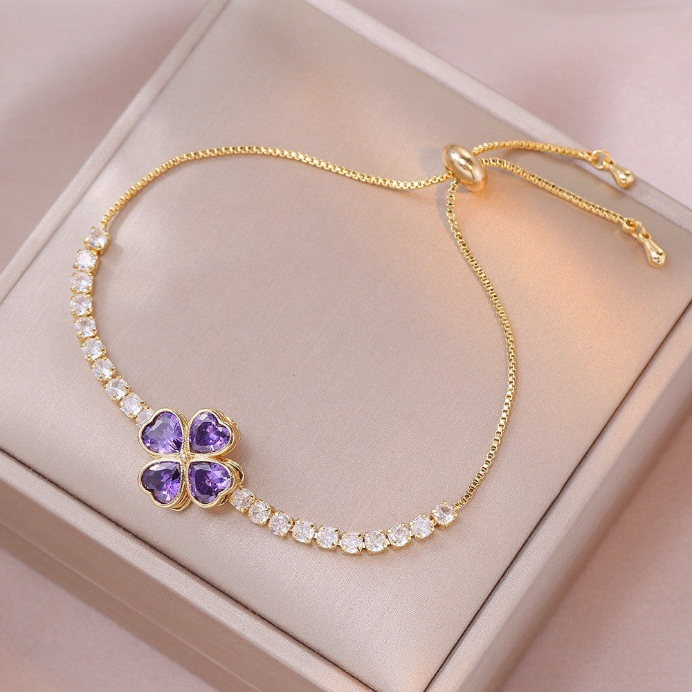 Female Five Petal Flower Fashion Bauhinia Rotatable Bracelet