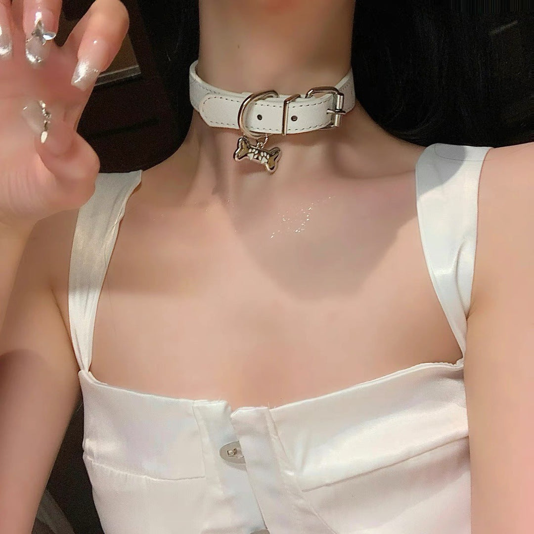 Black White Dog Bone Hot Sweet Cool Neck Collar