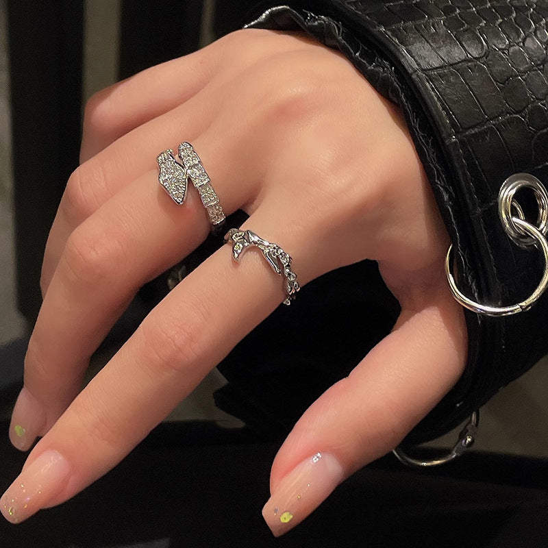 Tin Foil Cold Wind Design Female Irregular Light Luxury High-grade Ring