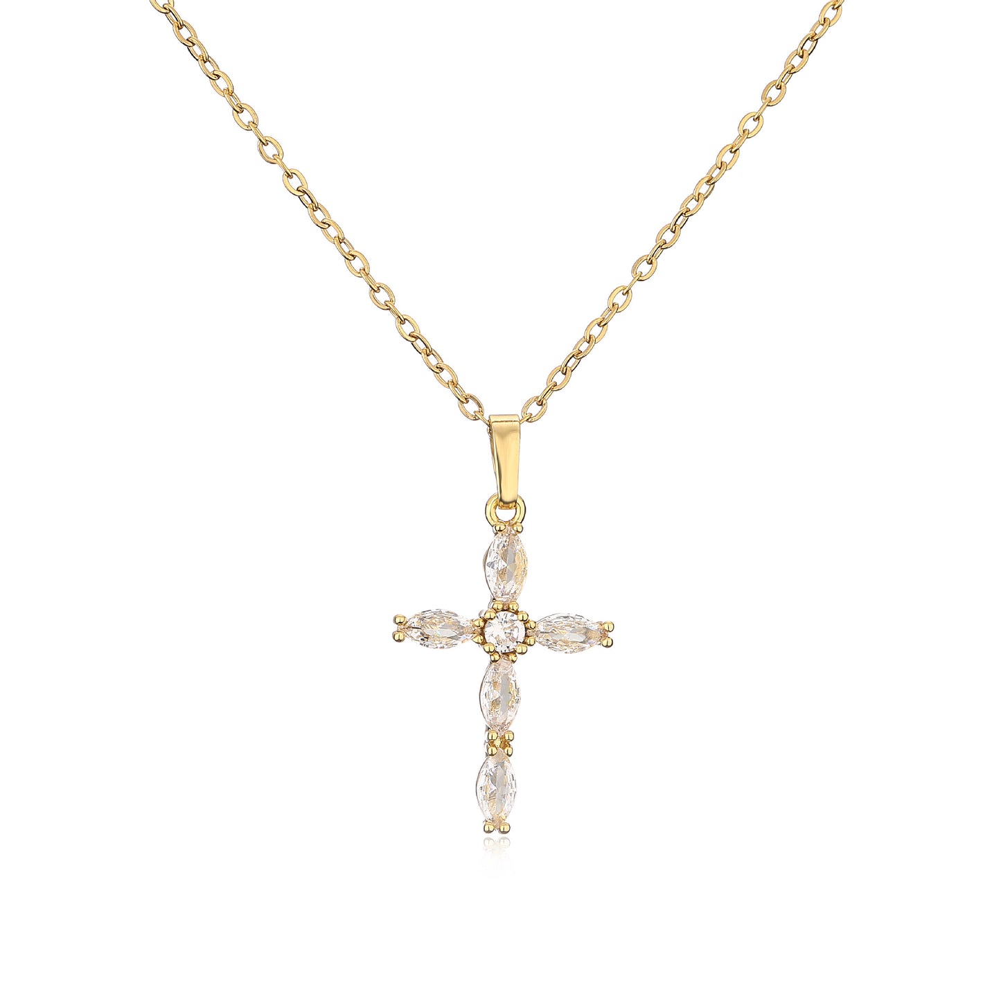 Ornament Micro Inlaid Zircon Cross Religious Necklaces