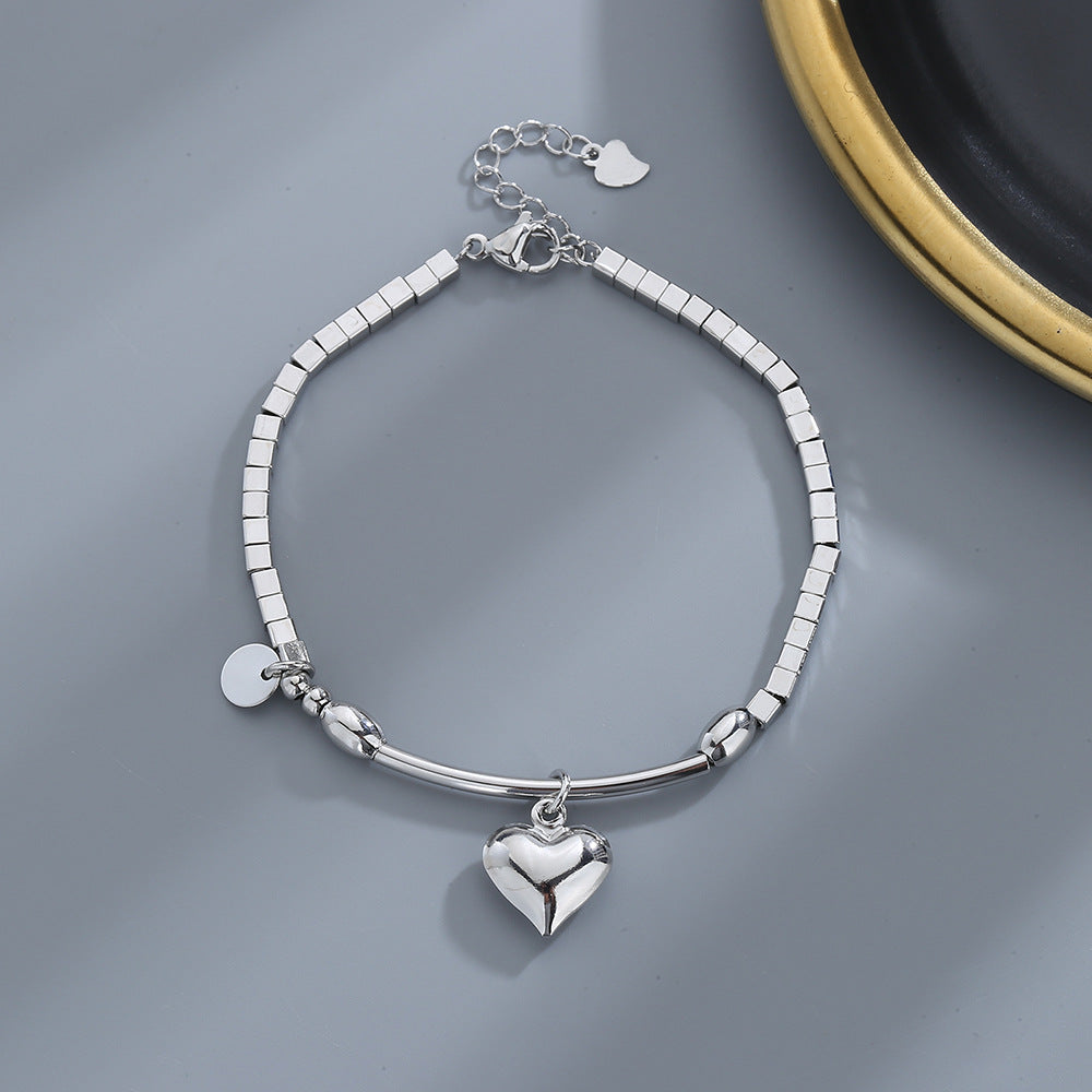 Cat Ning Beaded Tassel Square Heart-shaped Trendy Small Pieces Of Bracelet
