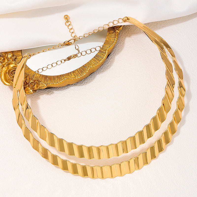 Piece Retro Exaggerated Punk Heavy Metal Double Clavicle Collar