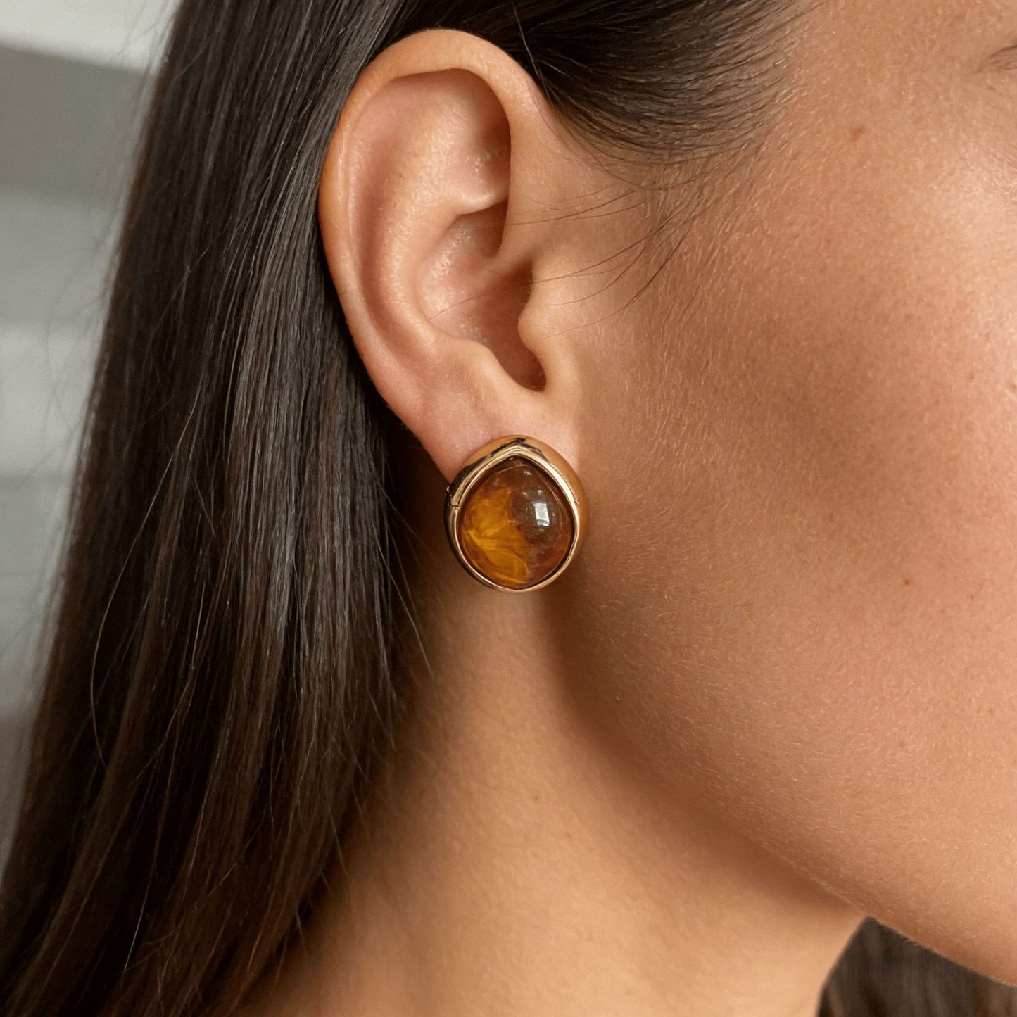 Women's Resin For French Entry Lux Smudges Ornamental Stone High-grade Earrings