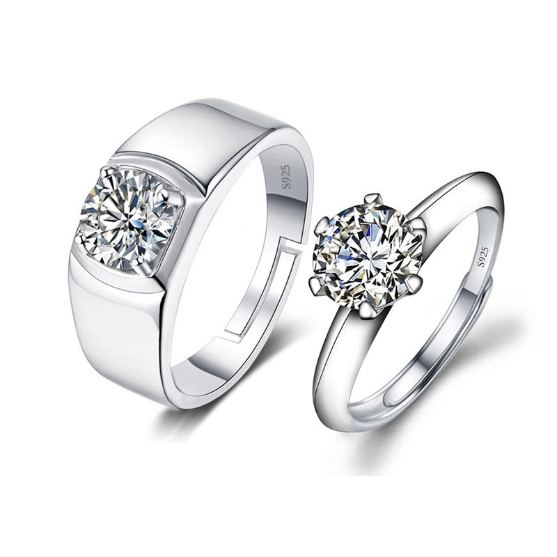 Women's Moissanite Opening Adjustable Man's Proposal Wedding Rings