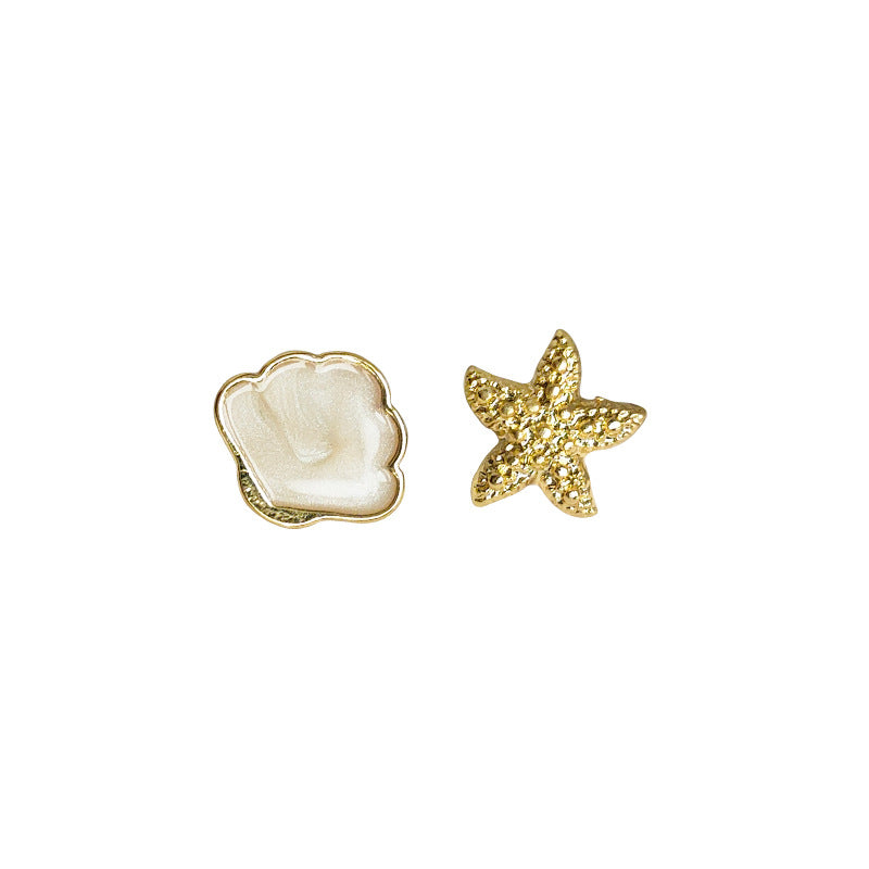Shell Drip Glazed Asymmetric Mini Ear Fashion Commuter Versatile Earrings