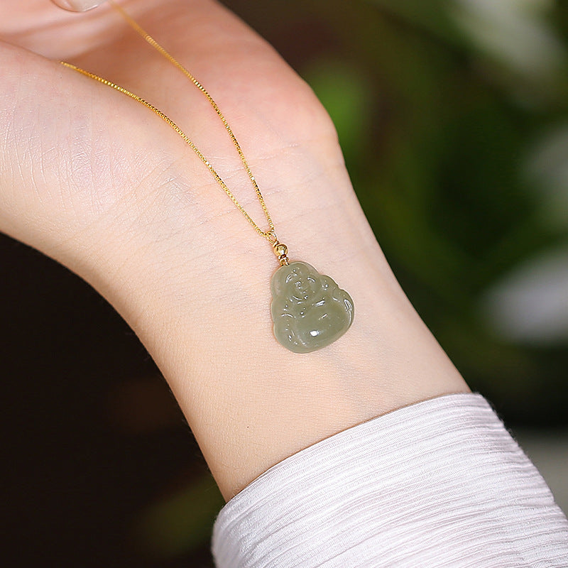 Women's Sier Middle-class Work Design High Sense Jade Clavicle Chain National Necklaces