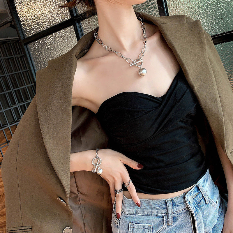 Wind Niche Design Geometric Ball Clavicle Necklace