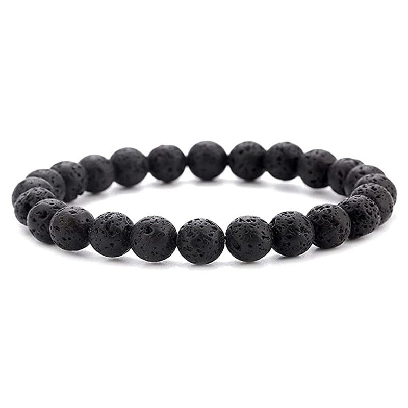 White-barked Pine Volcanic Stone Handmade Beaded Bracelet