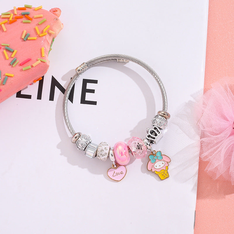 Korean Stainless Steel Beaded For Best Friend Cartoon My Bracelets