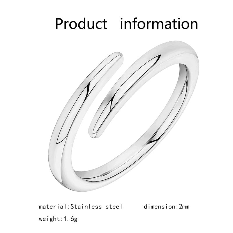 Women's Couple Simple Plain Glossy Gold Titanium Rings