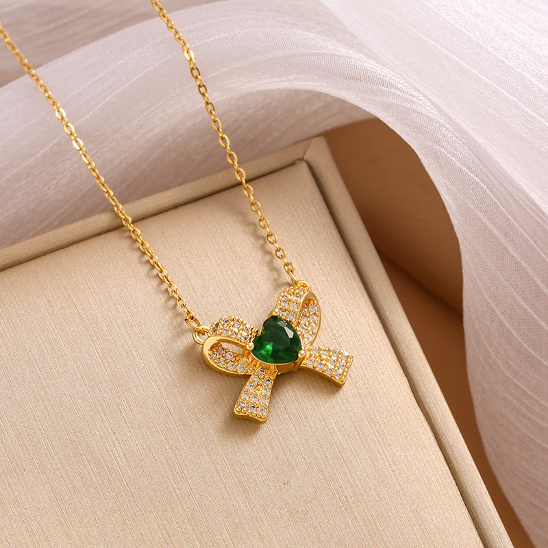 Titanium Steel Diamond Four-leaf Flower Female Necklaces