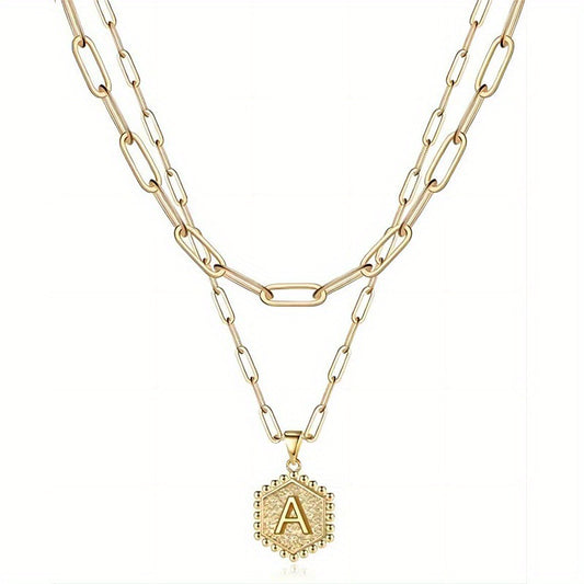Gold Color Plated Letter Female English Necklace