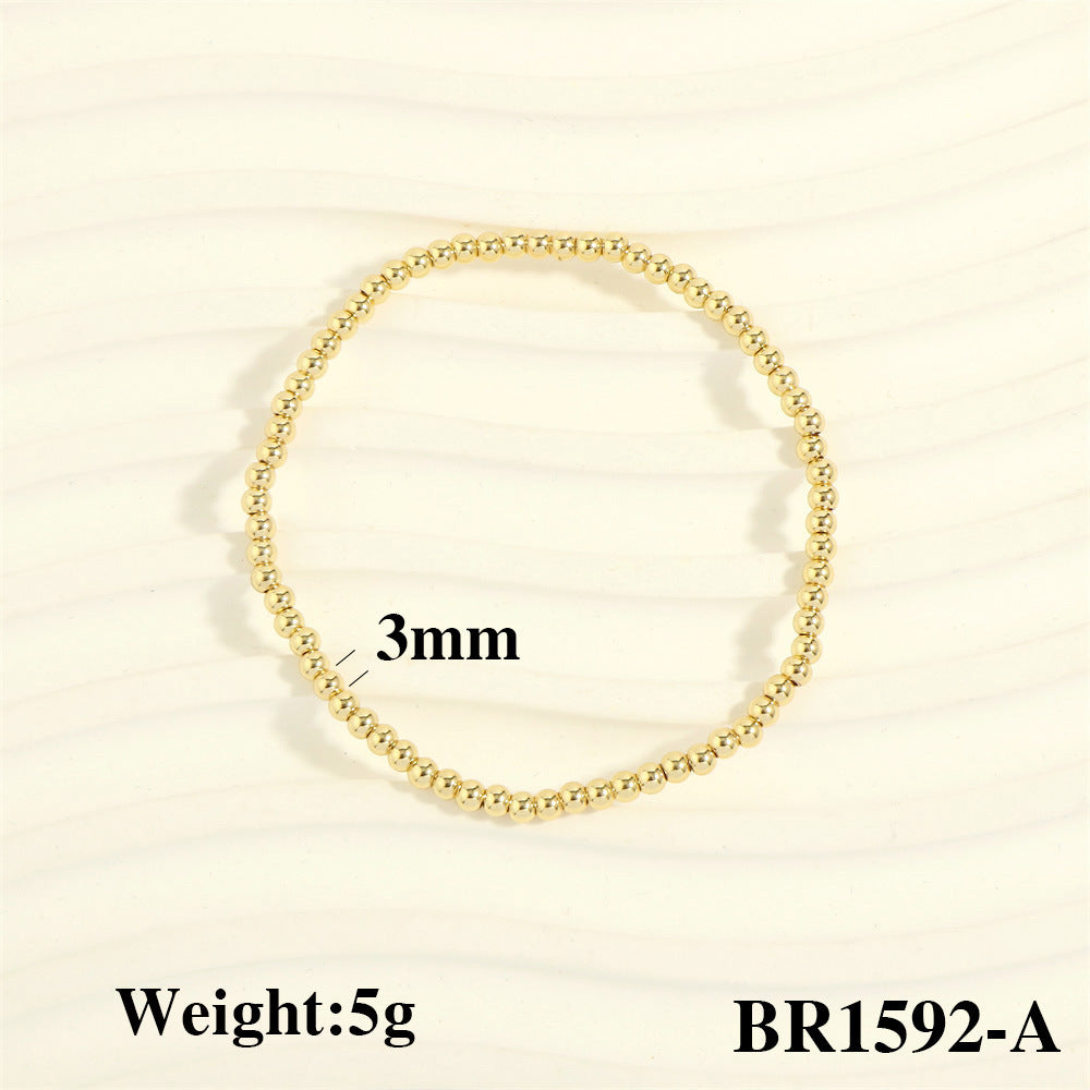 Gold Beads Stretch Fashion Color Retaining Bracelets