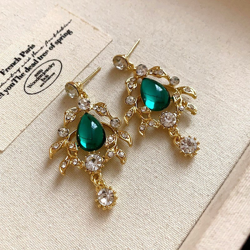 Style Turquoise Blue Diamond Flower Ear Light Luxury Minority Clavicle Necklaces