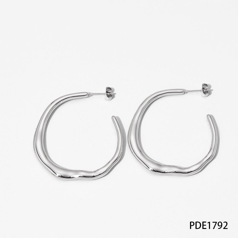 Large Size Round Stainless Steel Electroplating Earrings