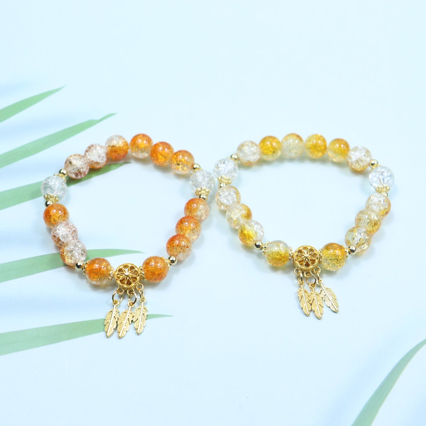 Gold Beaded Feather Glass Chipping Beads Bead Night Market Bracelets