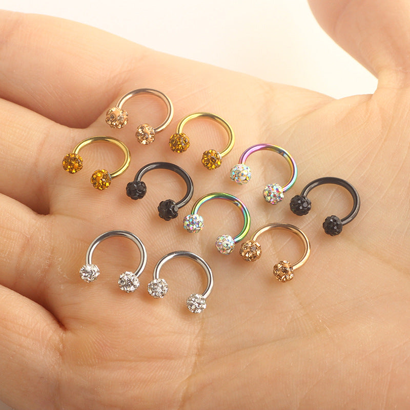 Stainless Steel Type Rhinestone Ball Nose Popular Earrings