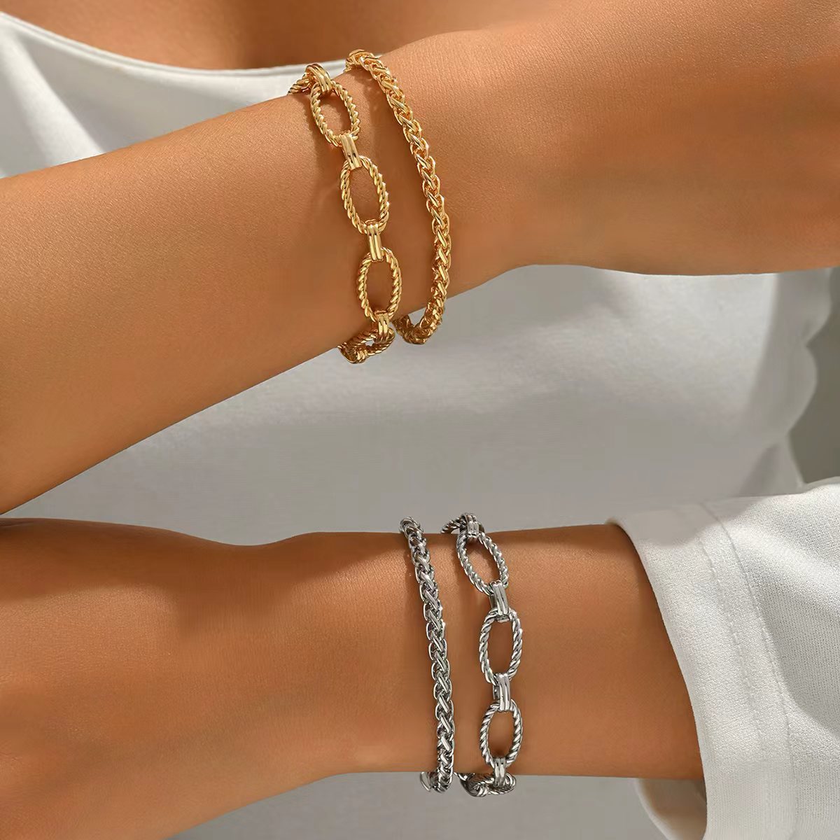 Women's Style Iron Alloy Hemp Flowers Chain Affordable Luxury Fashion Bracelets
