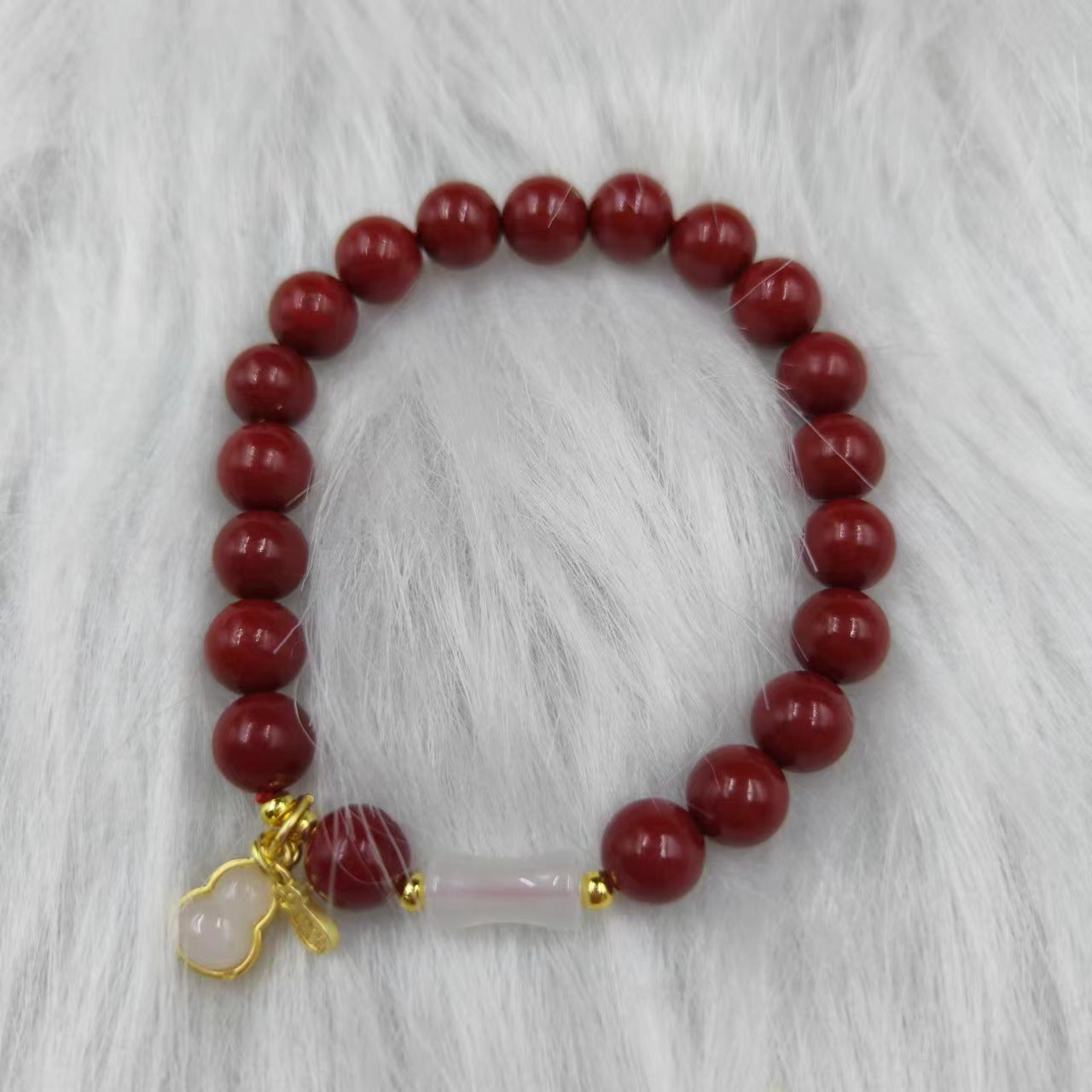 Women's & Men's Cinnabar Purple Gold Sand Single Circle Simple Buddha Beads Light Bracelet