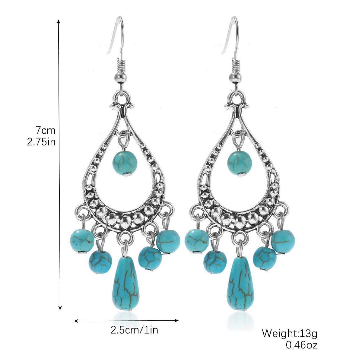 Women's Turquoise High-grade Retro Ethnic Style Fashion Earrings