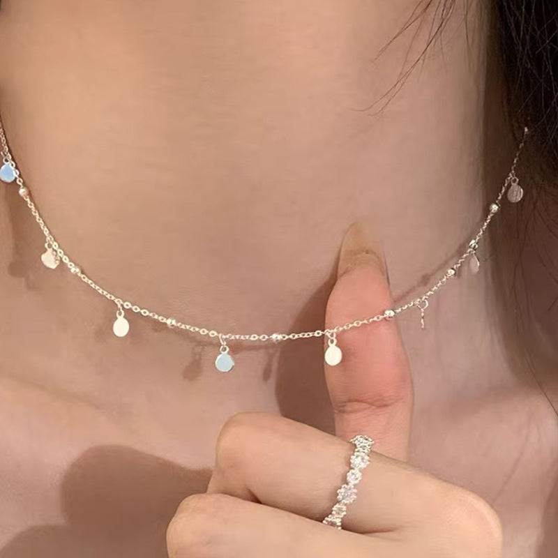 Sier Safety Lock Chinese Style White Necklace