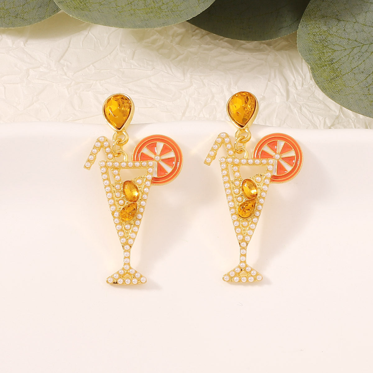 Juice Cup Creative Accessories Cocktail Glass Earrings