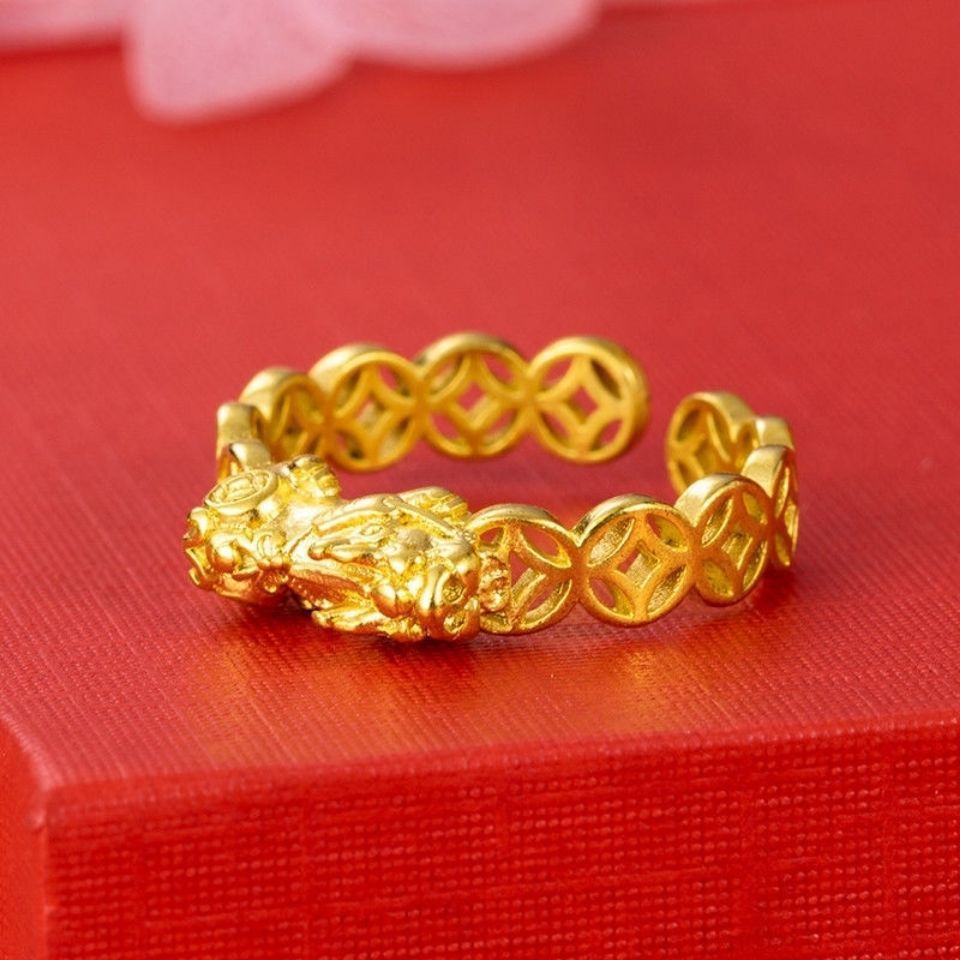 Gold Lucky Four-leaf Clover Opening Adjustable Rings