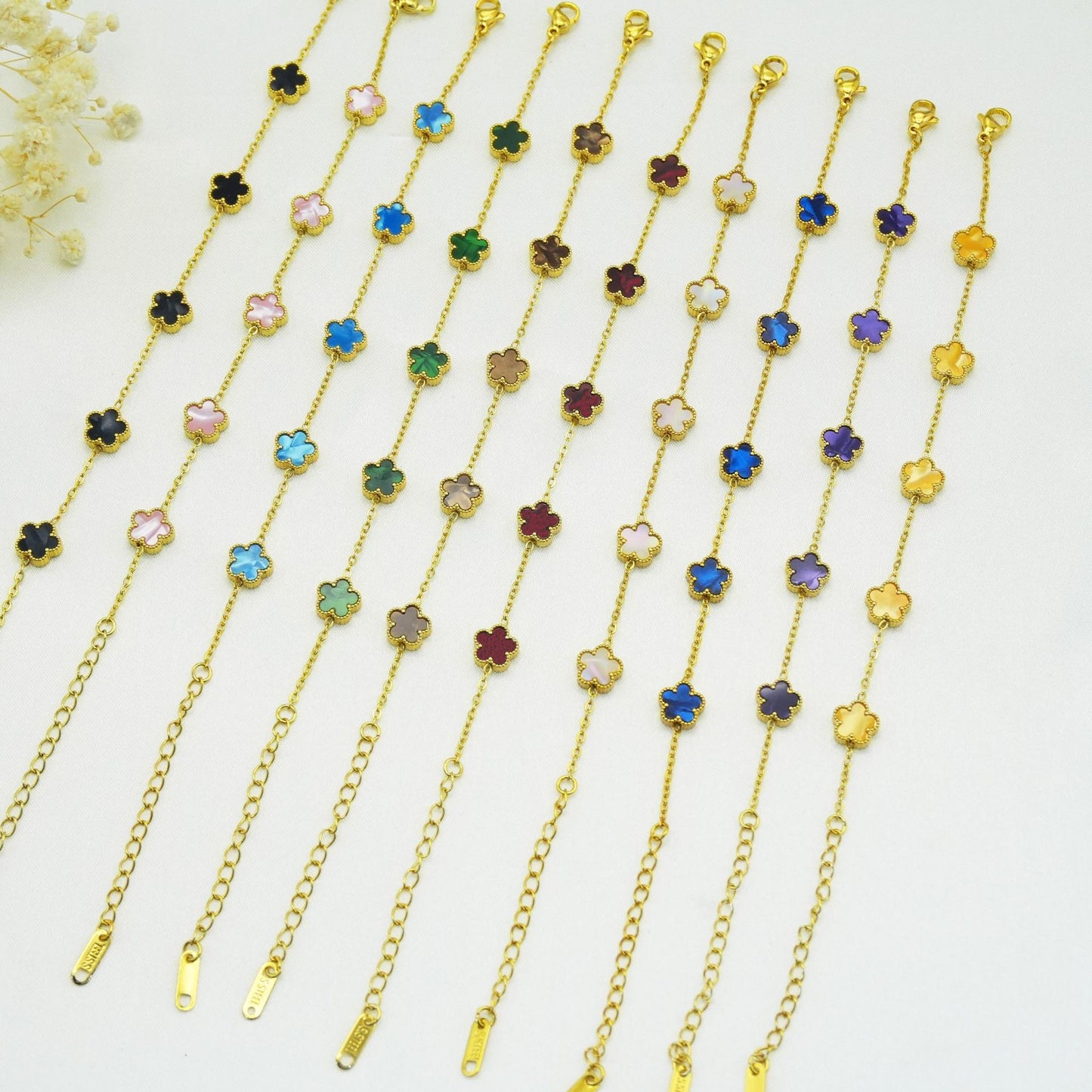 Steel Parthenocissus Grass Plum Blossom Colorful Fashionable Bracelets