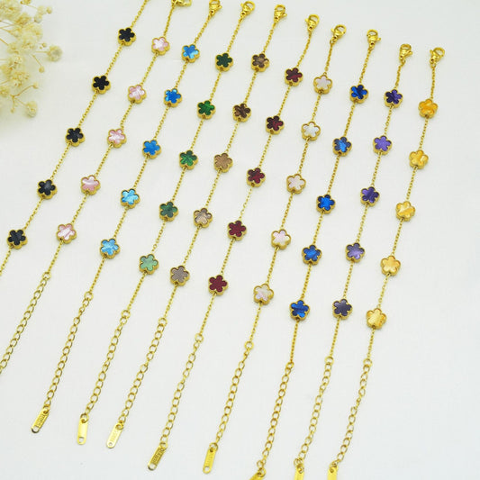 Steel Parthenocissus Grass Plum Blossom Colorful Fashionable Bracelets