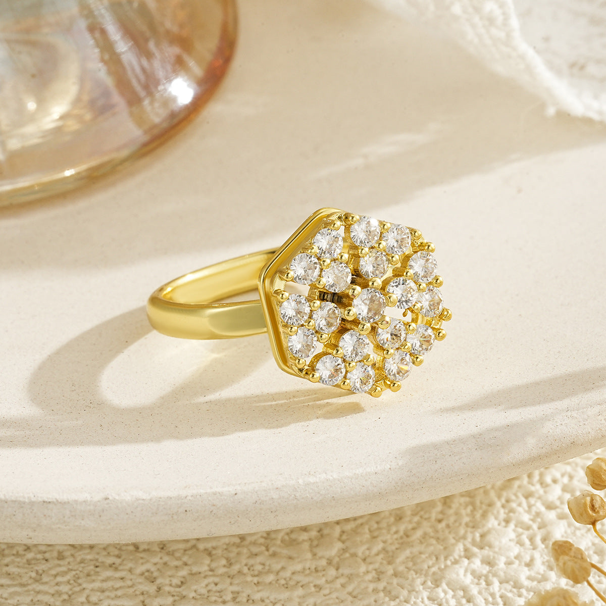 Women's Decompression Spinning Gold-plated Flash Niche High Sense Zircon Rings