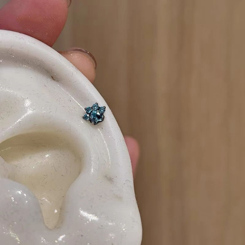 Exquisite Small Blue Ear Sweet Cool Fashion Niche Style Flash Stud Earrings