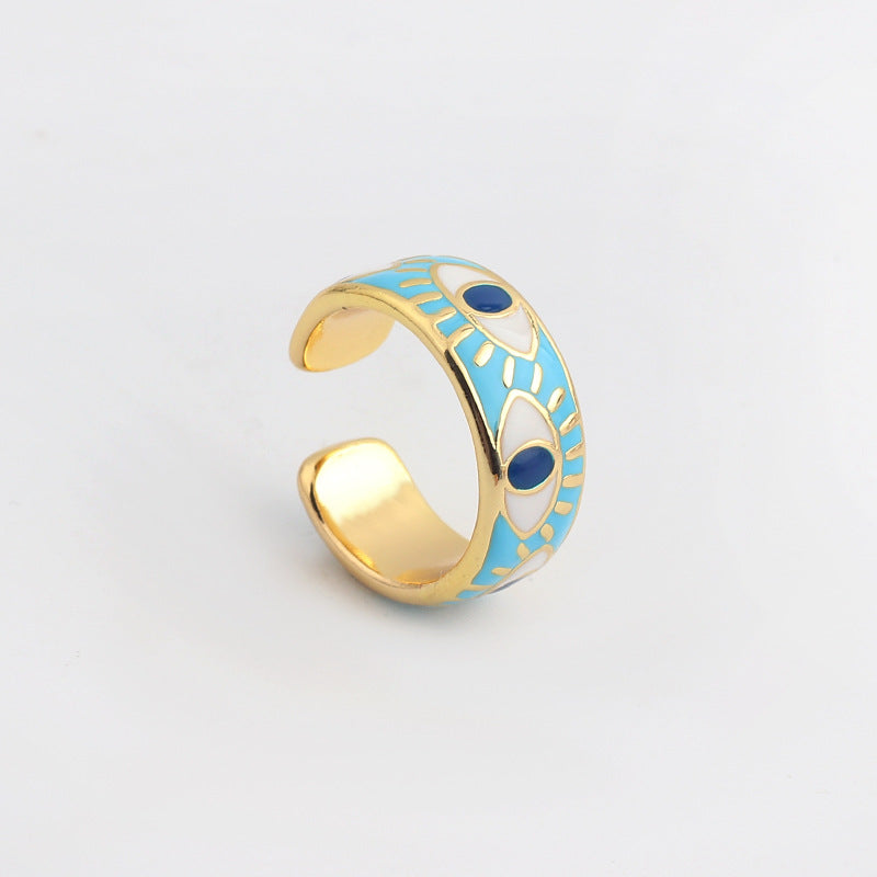 Female Devil's Eye Gold Plated Drop Rings