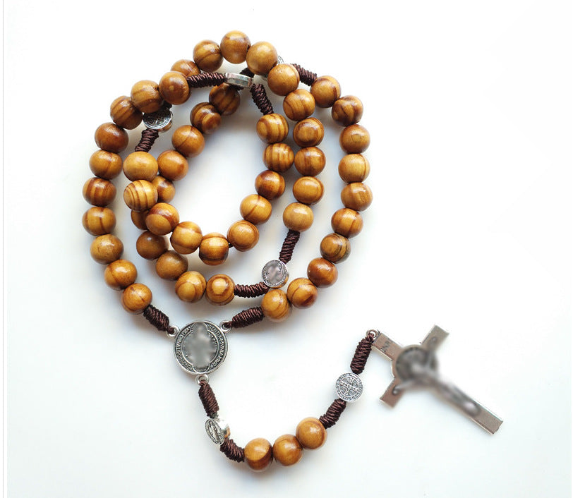 Retro Light Wooden Bead Hand-woven Beads Necklace