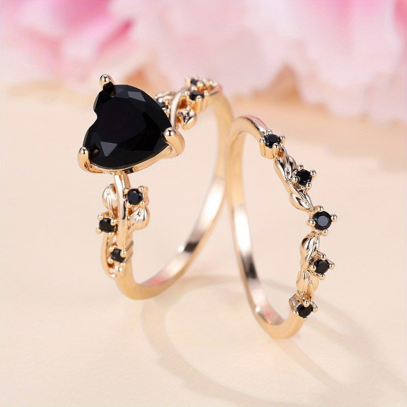Inlaid Zircon With Diamond Heart-shaped Stylish Rings
