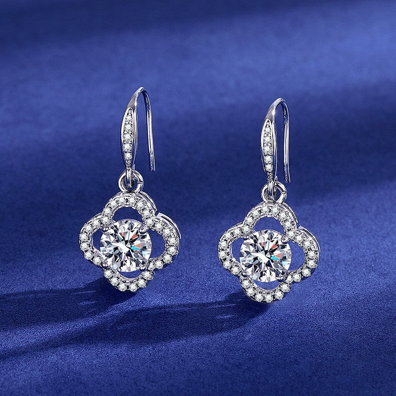 Moissanite Ear Female With Hearts Sterling Earrings