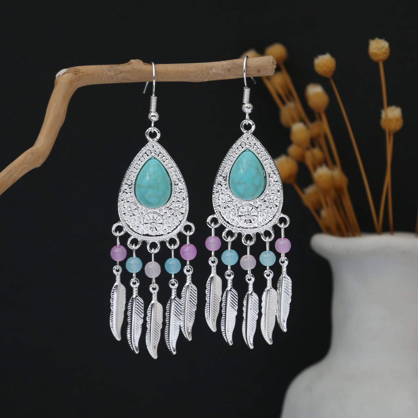 Personalized Ethnic Style Miao Sier Geometric Colorful Rings