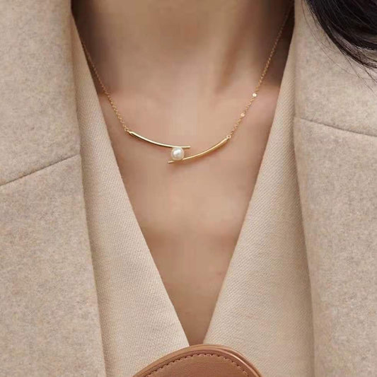 Women's Pearl Chopsticks Simple Cold Niche Temperament Clavicle Necklaces
